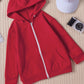 Girls Zip-Up Drawstring Hooded Jacket with Pockets