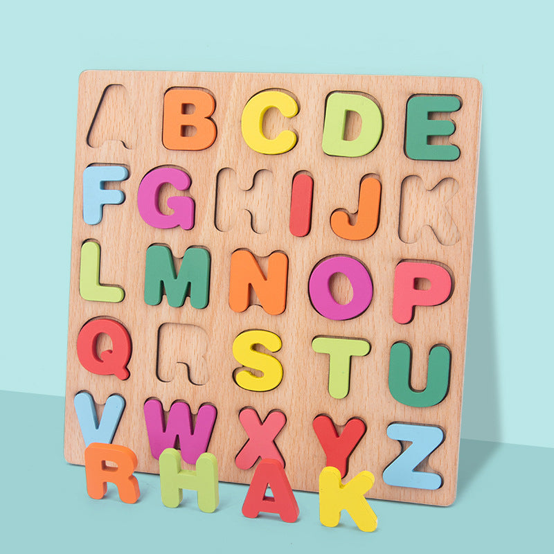 Wooden toys digital letter block puzzle Pinyin shape Cognitive children's early education benefiting sewer park hand