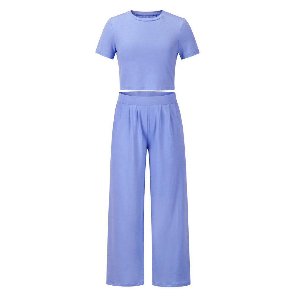 Short Sleeved T Shirt And Trousers Two Piece Suit Women
