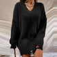 Ladies Loose Solid Color Ripped Sweater Mid-length