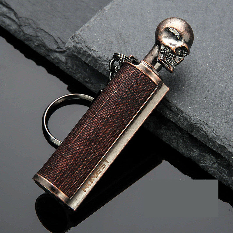 Creative Metal Keychain Lighter Wild Fire Ten Thousand Times Use Kerosene Lighters Gifts For Men