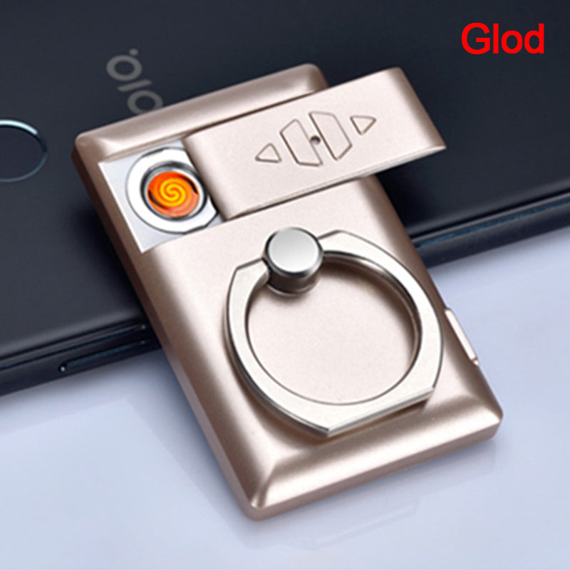 Creative Finger Ring Usb Charging Lighter Compact Personalized Phone Holder