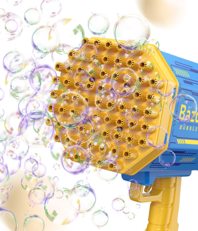 Bubble Gun Rocket 69 Holes Soap Bubbles Machine Gun Shape Automatic Blower With Light Toys For Kids Pomperos