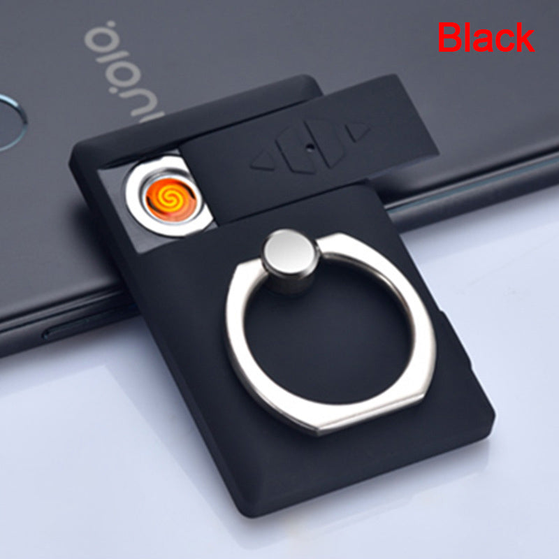 Creative Finger Ring Usb Charging Lighter Compact Personalized Phone Holder