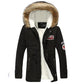 Men's Winter Warm Thick Padded Jacket Long Fur Collar Army Green Parka Fleece