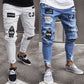 AliExpress White High-end Denim Men's Trousers Cross-border Foreign Trade Hole Trend Black Slim Jeans Men