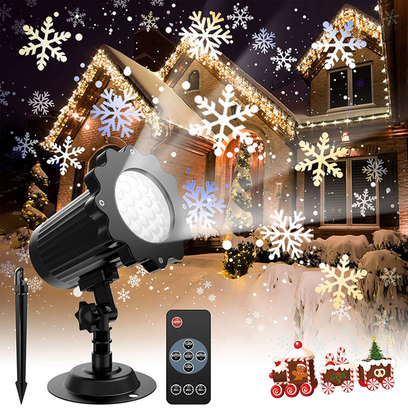 LED Christmas Blizzard Snowflake Laser Light Snowfall Projector Moving Snow Garden Laser Projectors Lamp For New Year Party Decor Lawn Lamps