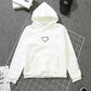 Love Embroidery Hooded Pullover Plus Fleece Sweater Fashion