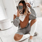 Women's Autumn And Winter Color Matching Sweater Suit