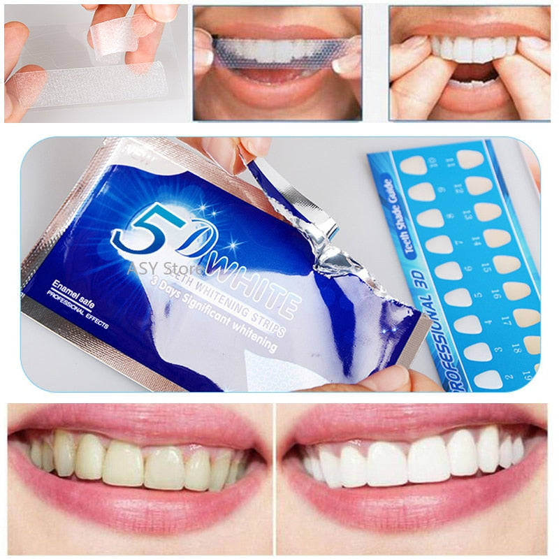 5D Gel Teeth Whitening Strips White Tooth Dental kit Oral Hygiene Care Strip for false Teeth Veneers Dentist seks Whiten gel