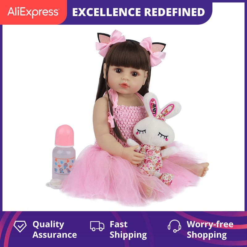 Witdiy 55CM Bebe Doll Bebe Reborn Baby Dolls for Children Toys Toddler Full Body Silicone Girl Reborn Doll with Summer Clothes