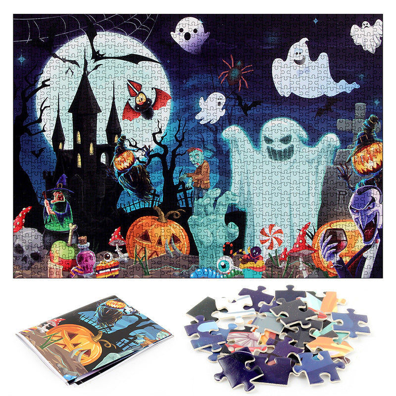 Cross-border new product thickening 1000 Halloween theme puzzle overcast castle children adult puzzle toys