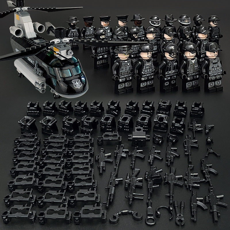 840077 City doll 10 police military boy gift assembled building blocks weapons people toys