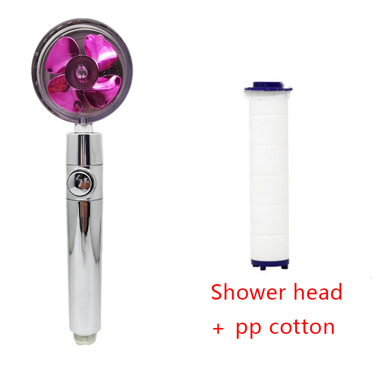 Shower Head Water Saving Flow 360 Degrees Rotating With Small Fan ABS Rain High Pressure Spray Nozzle Bathroom Accessories