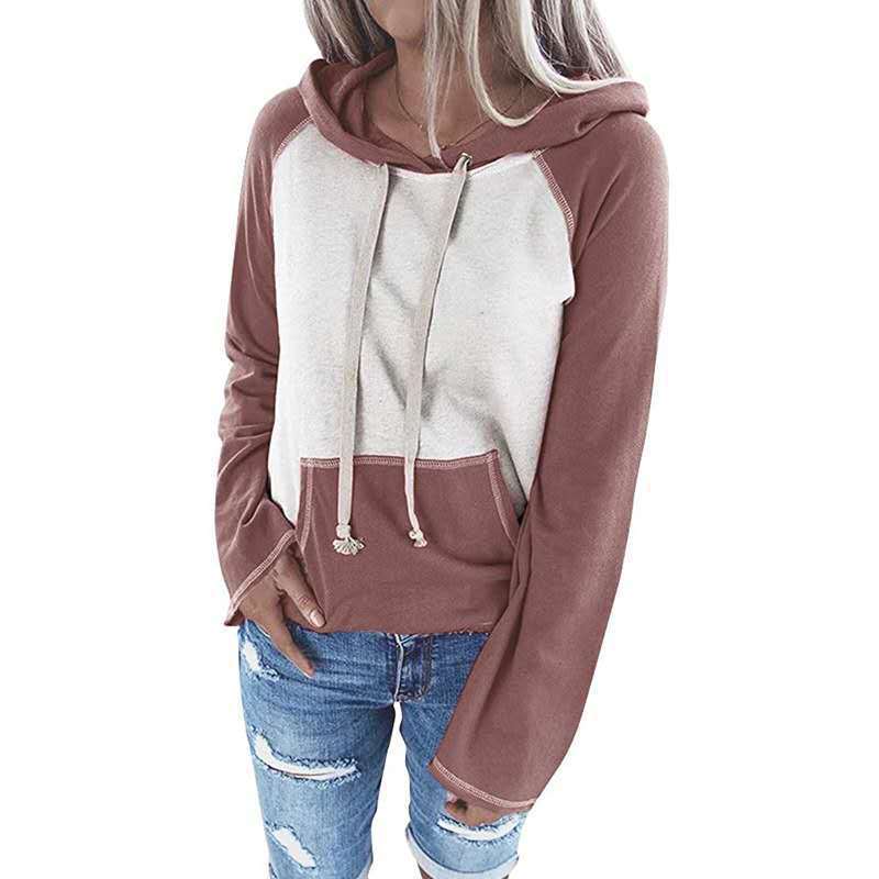 Hooded Pullover Color Matching Casual Women's Sweater