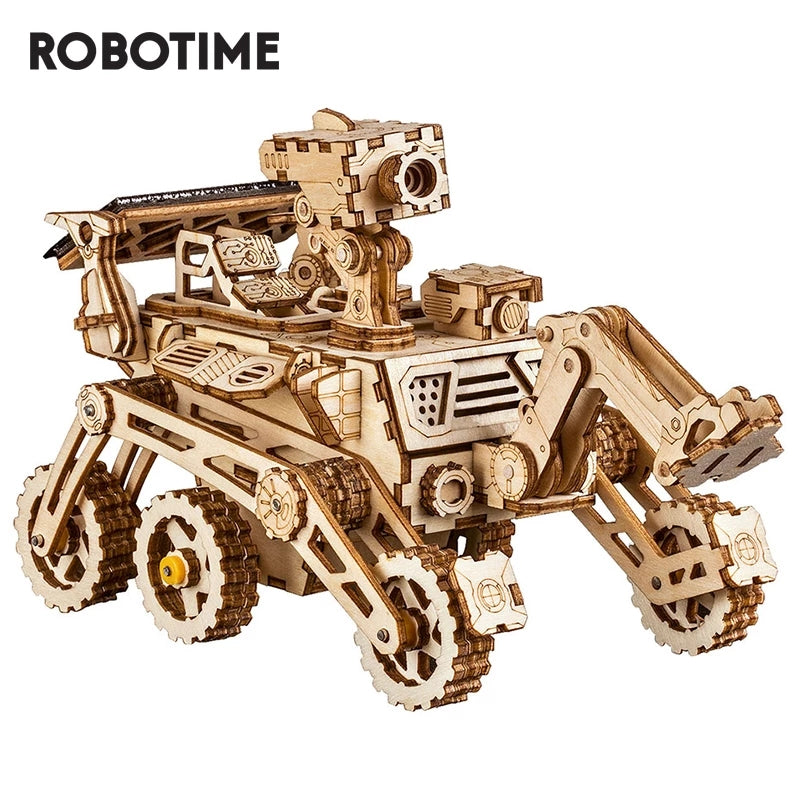 Robotime ROKR DIY Solar Energy Wooden Blocks Toys Model Building Kit Space Hunting Assembly Toys For Children Kids Dropshipping