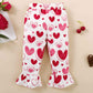 Girls Heart Print Bow Detail Sweater and Flare Pants Set